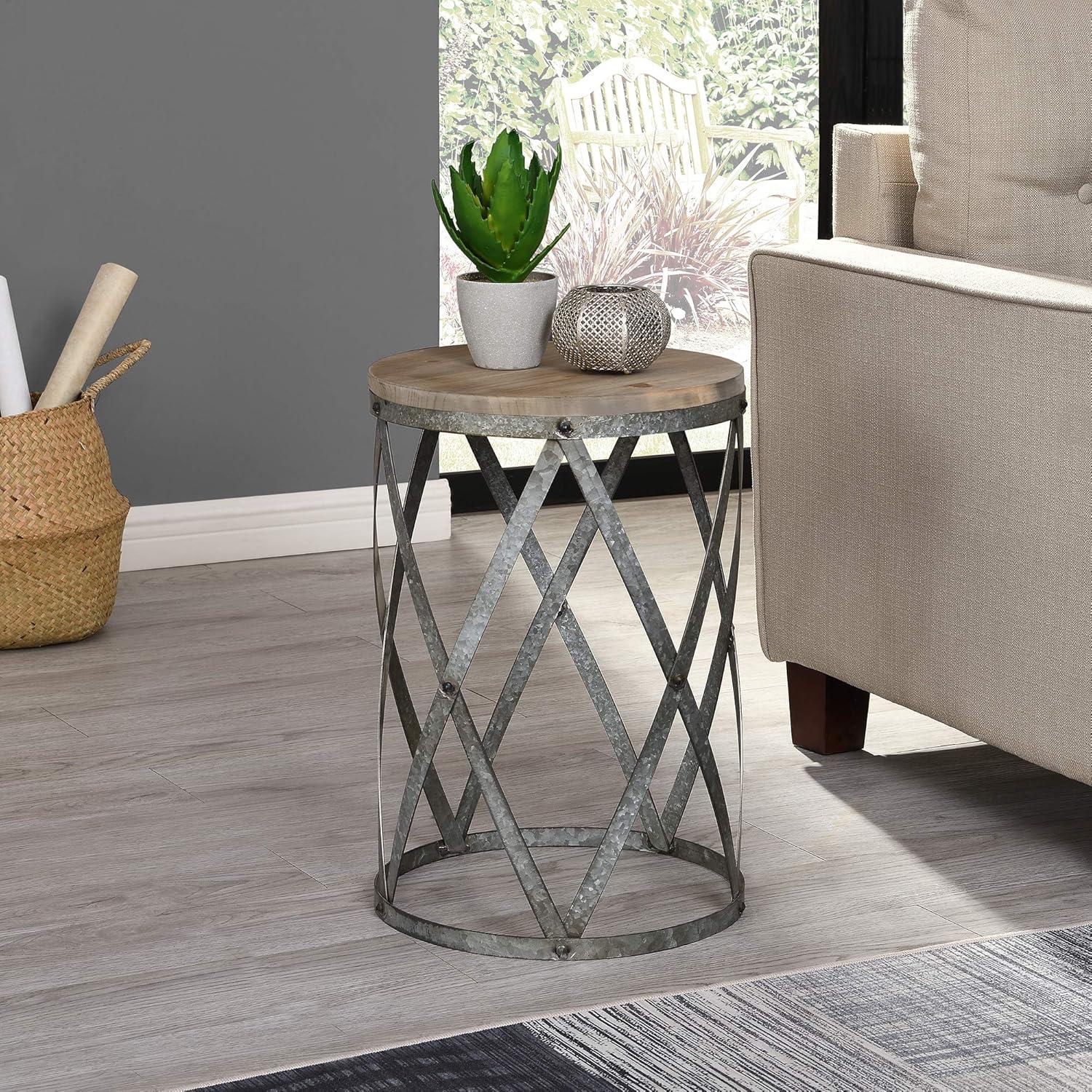 Westbrook Round Wood and Metal End Table