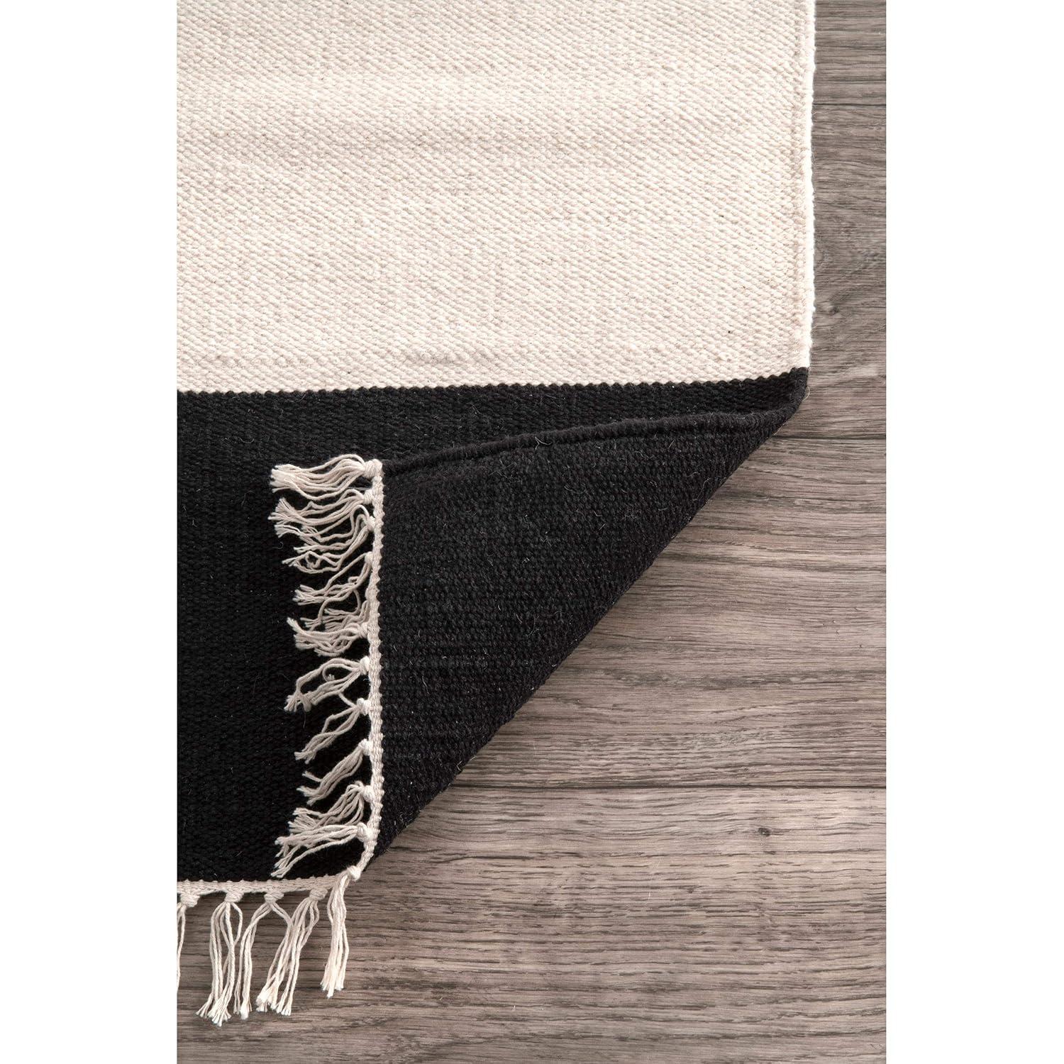 nuLOOM Ashlee Striped Flatweave Area Rug, 8x10, Black