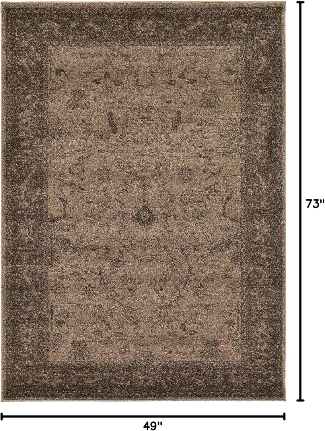 Unique Loom La Jolla Collection Area Rug - Floral (4' x 6' Rectangle Brown/Beige)