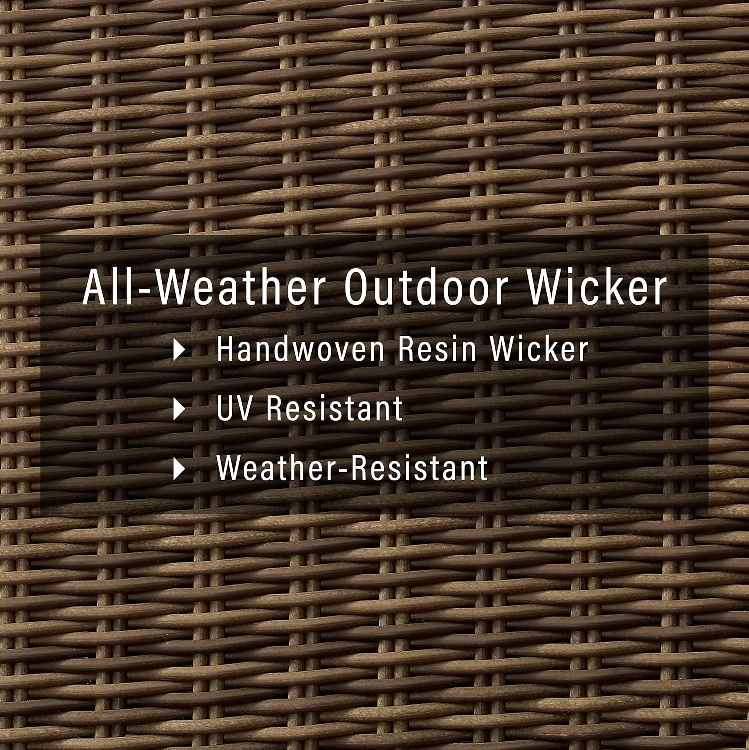 Bradenton 3pc Outdoor Wicker Arm Chairs with Side Table: Steel Frame, UV-Resistant - Crosley