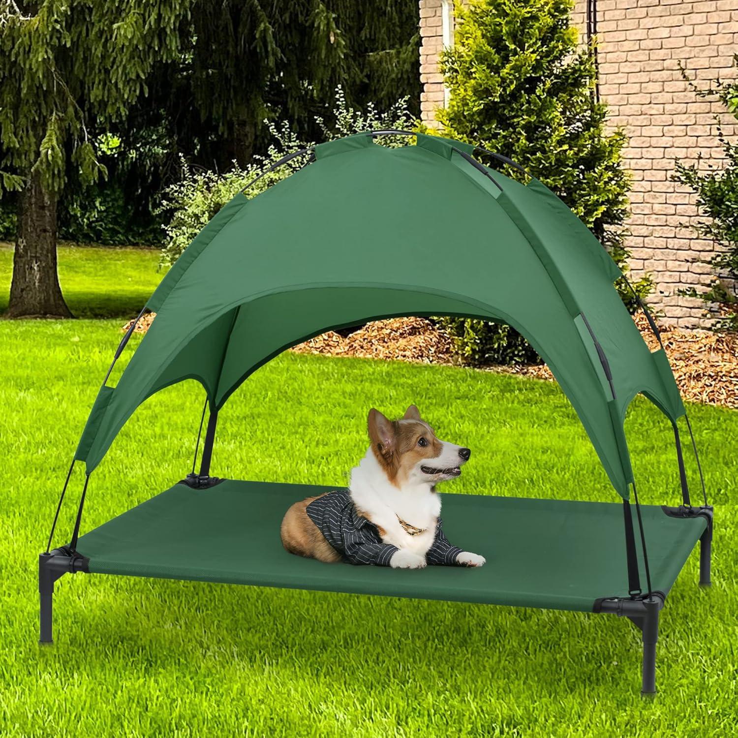 Tucker Murphy Pet™ Elevated Dog Bed With Canopy, Outdoor Dog Cot With Removable Canopy Shade Tent, Raised Pet Cot
