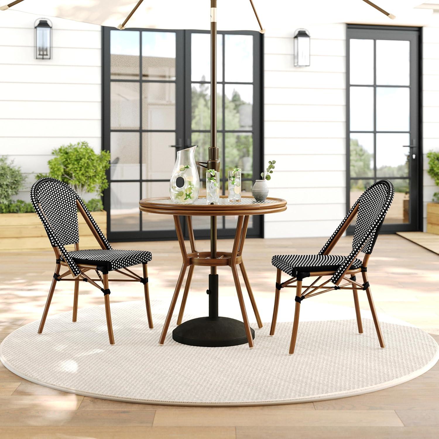 Martha Stewart Martha Stewart Lily Pond All Weather Woven Bistro Table And Chairs Set With Aluminum Frames