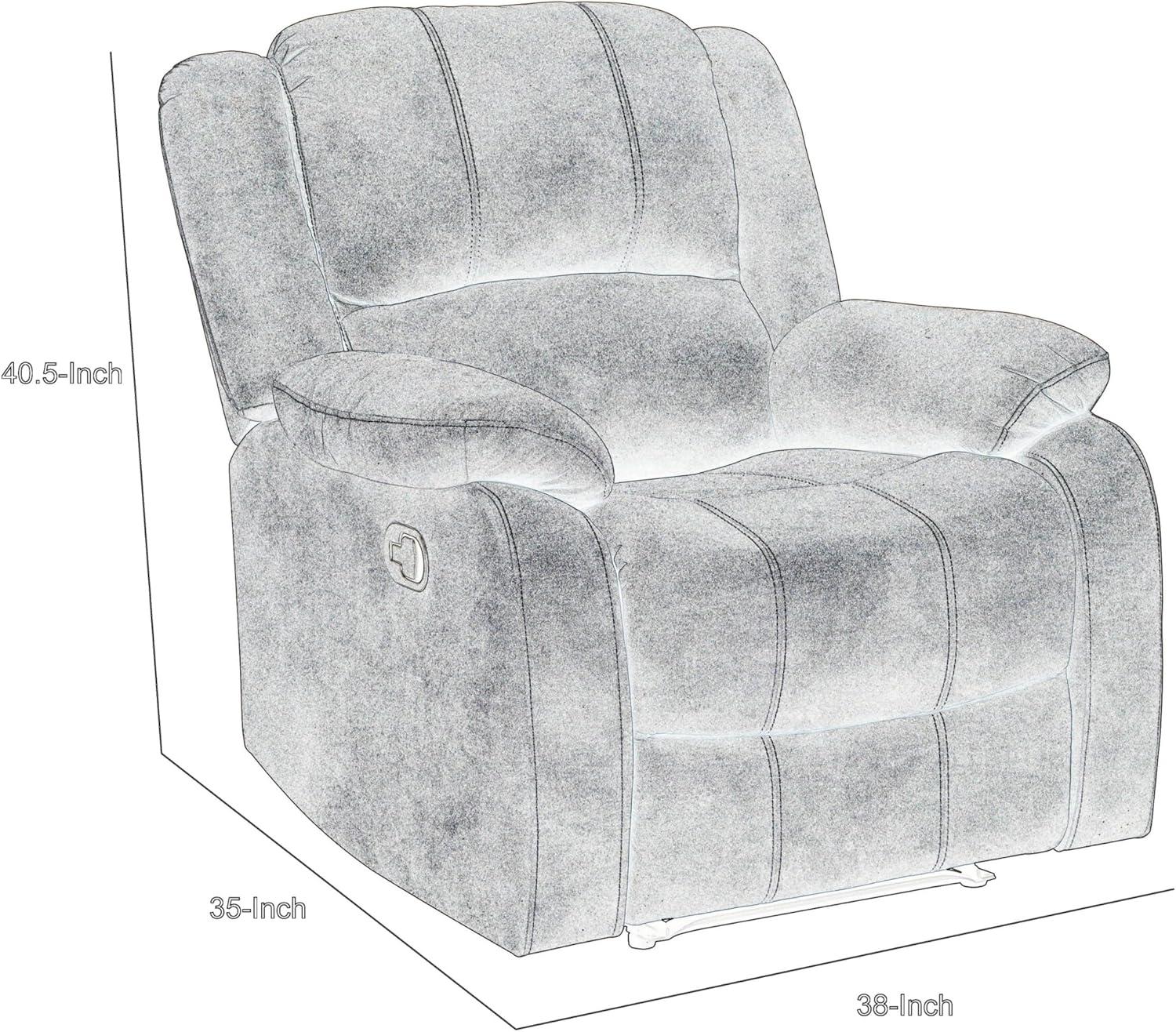Benjara BM314756 38 in. Chris Manual Glider Recliner Chair, Solid Wood - Light Gray Chenille