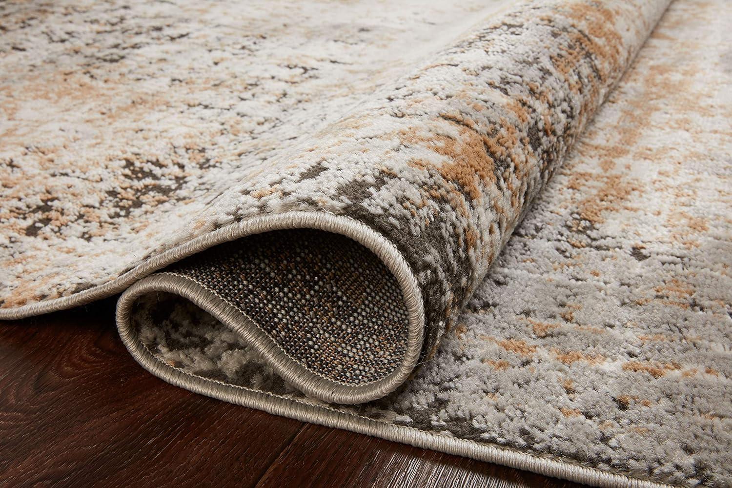 Gray and Gold Stain-Resistant Synthetic Area Rug, 11'-6" x 15'