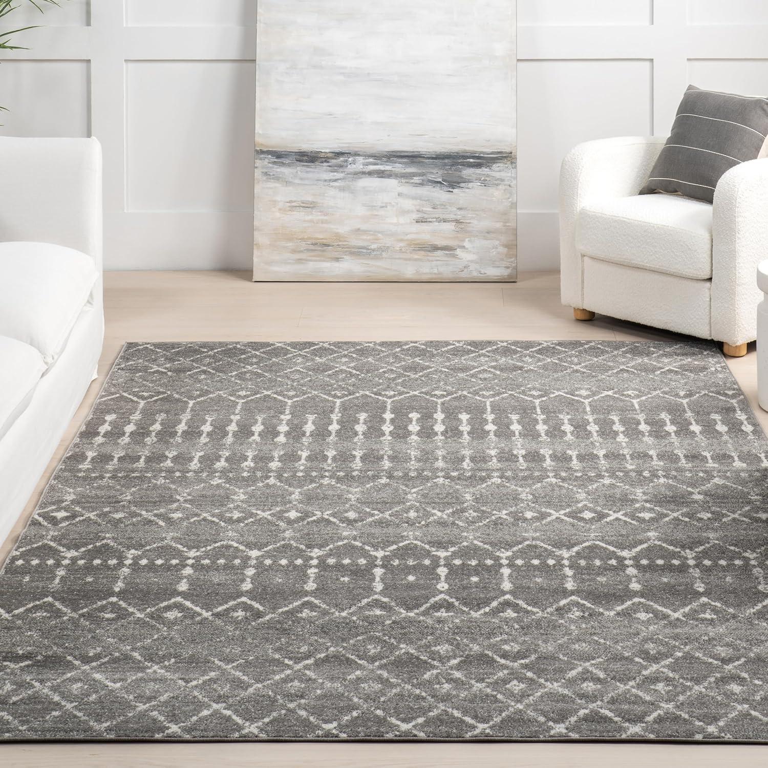 Nuloom 6 Square Moroccan Blythe Indoor Area Rug, Dark Grey, Faded Bohemian Design, Stain Resistant, BedroomLiving Room, Kitchen,