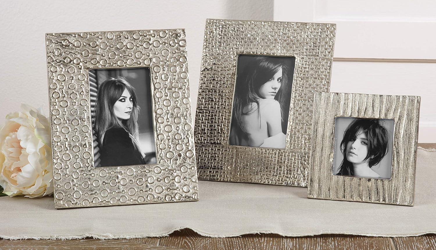 SARO  Hammered Design Aluminum Photo Frame  Silver