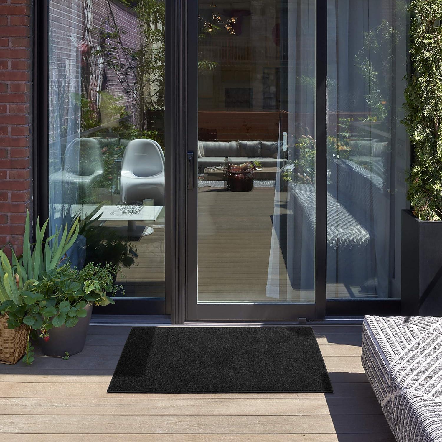 Nourison Essentials Easy Care Indoor Outdoor Area Rug - Black 2' x 4'