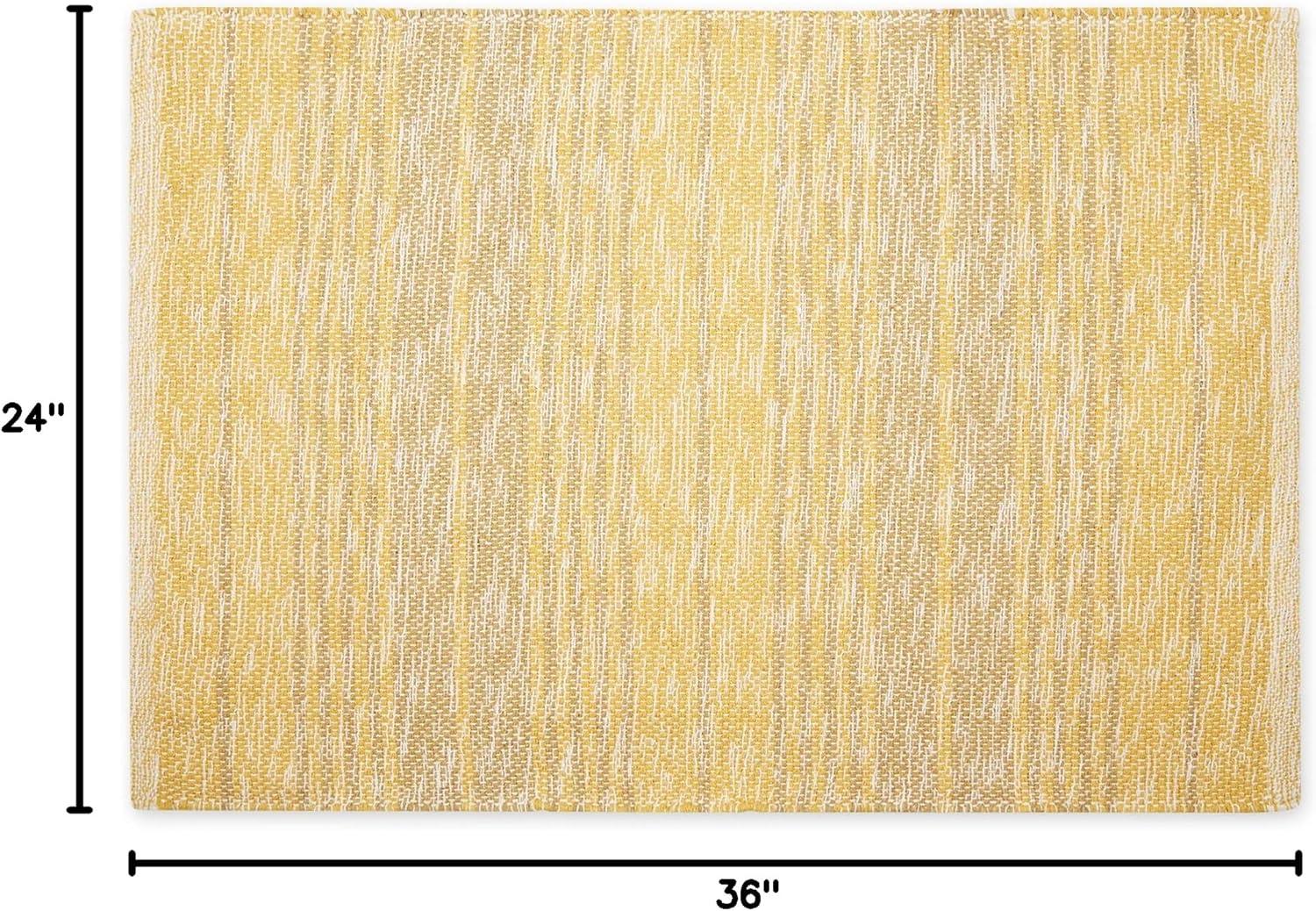 Variegated Honey Gold Stripe Handwoven Recycled Yarn Rug 2x3 Ft