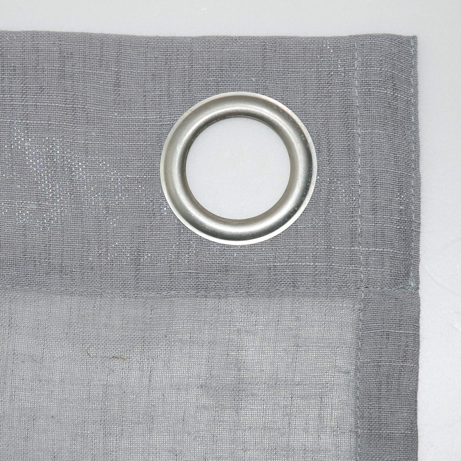 63"x52" Slub Textured Linen Blend Grommet Top Curtain Gray - Archaeo: Light Filtering Panel, Modern Indoor Decor
