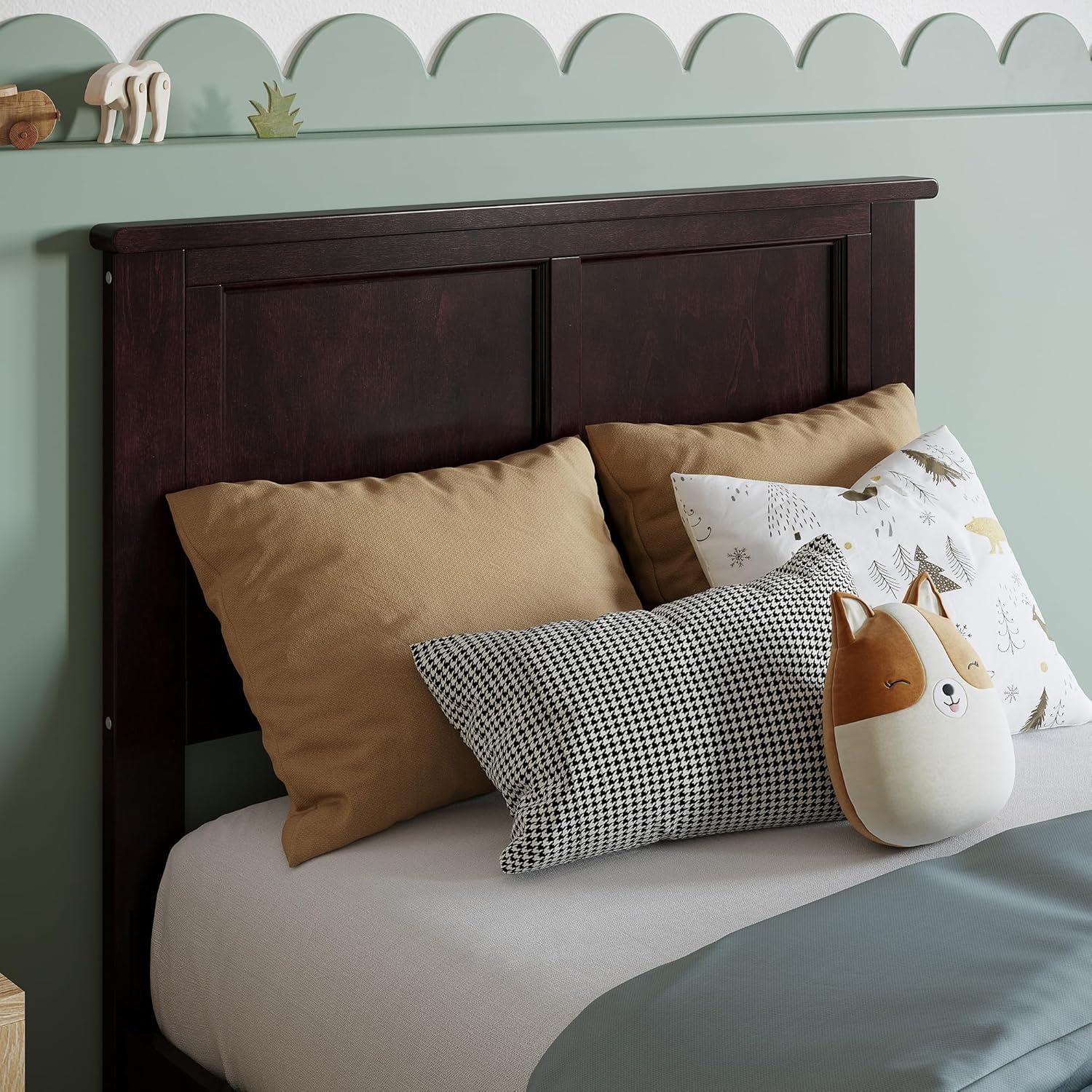 AFI Charlotte Cama con Plataforma de Perfil Bajo de Madera Maciza con Pie de Cama a Juego, Espresso