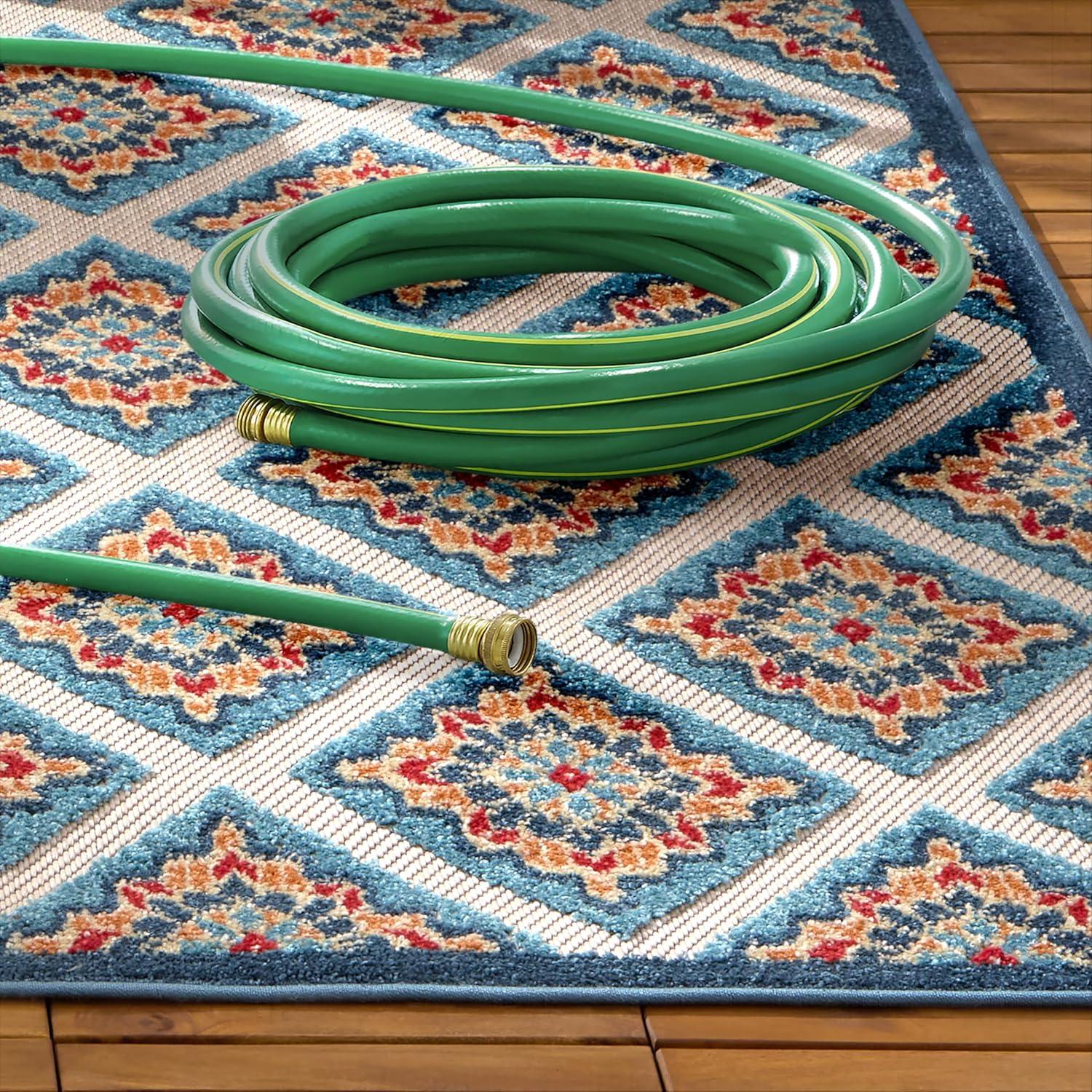 TOWN & COUNTRY EVERYDAY Brooks Retro Geo Outdoor Rug Red/Multi