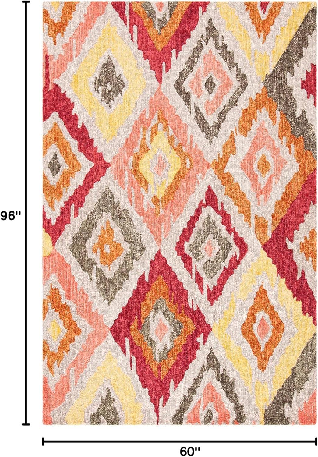 Ikat IKT337 Hand Tufted Area Rug - Beige/Pink - 5'x8' - Safavieh.