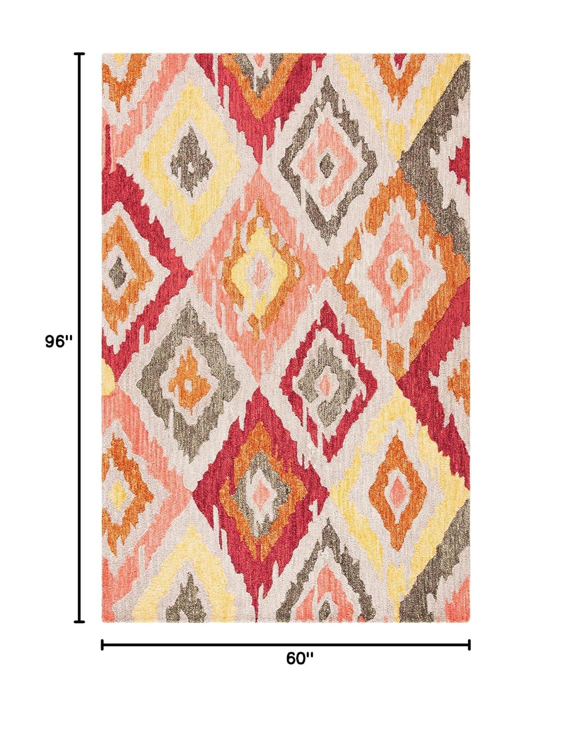 Ikat IKT337 Hand Tufted Area Rug - Beige/Pink - 5'x8' - Safavieh.