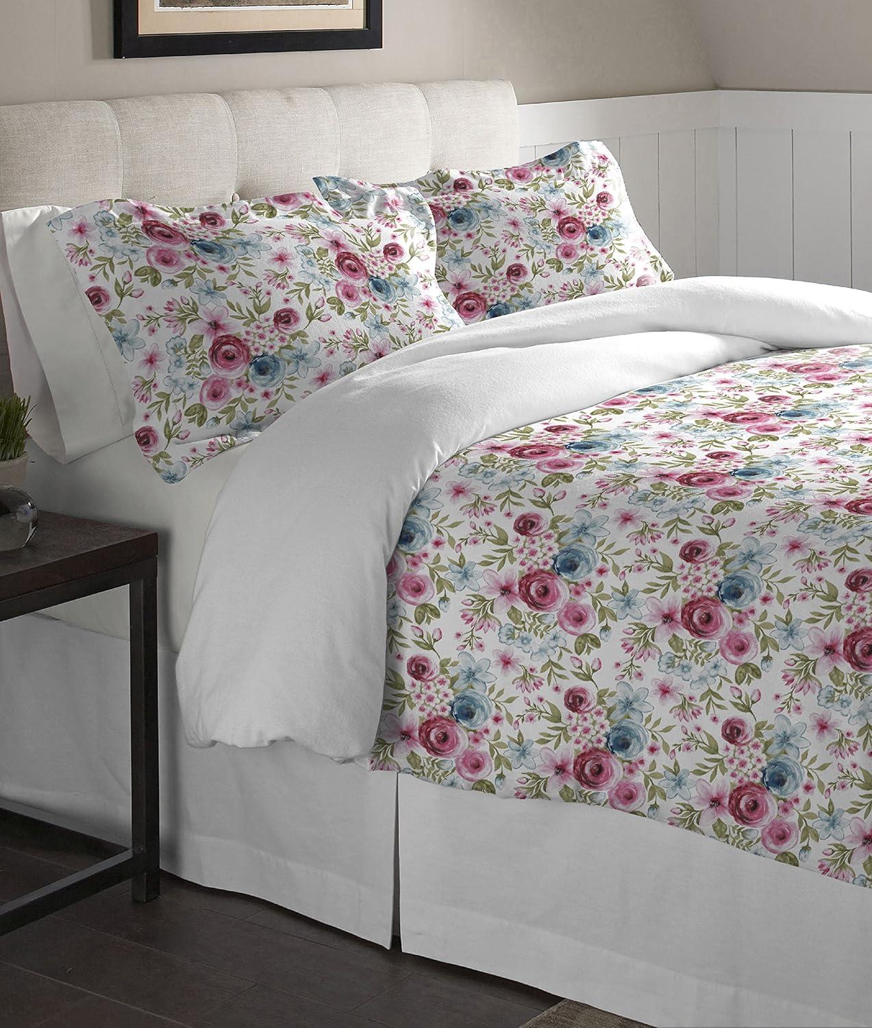 Sylvan Flannel Floral Duvet Cover Set