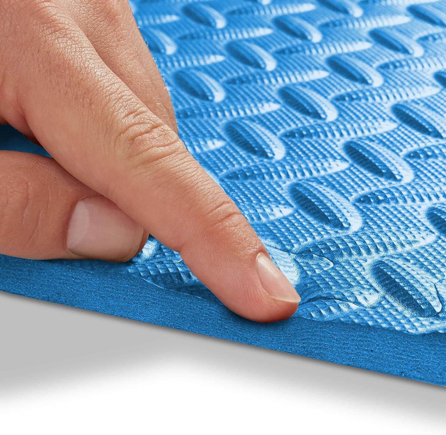 Philosophy Gym Pack of 12 Exercise Flooring Mats - 12 x 12 Inch Foam Rubber Interlocking Puzzle Floor Tiles - Blue