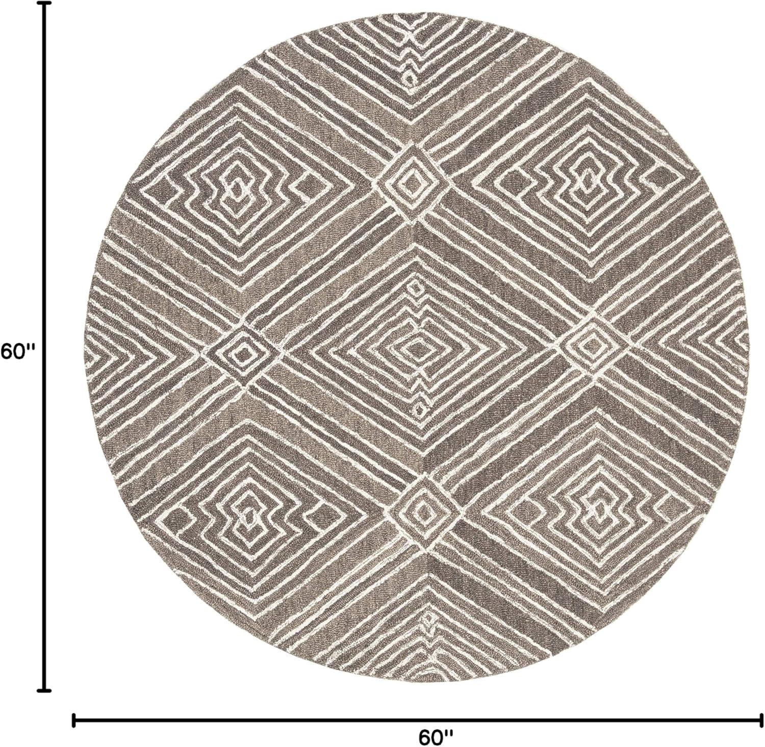 Micro-Loop MLP608 Hand Tufted Indoor Area Rug - Navy/Ivory - 5' Round - Safavieh