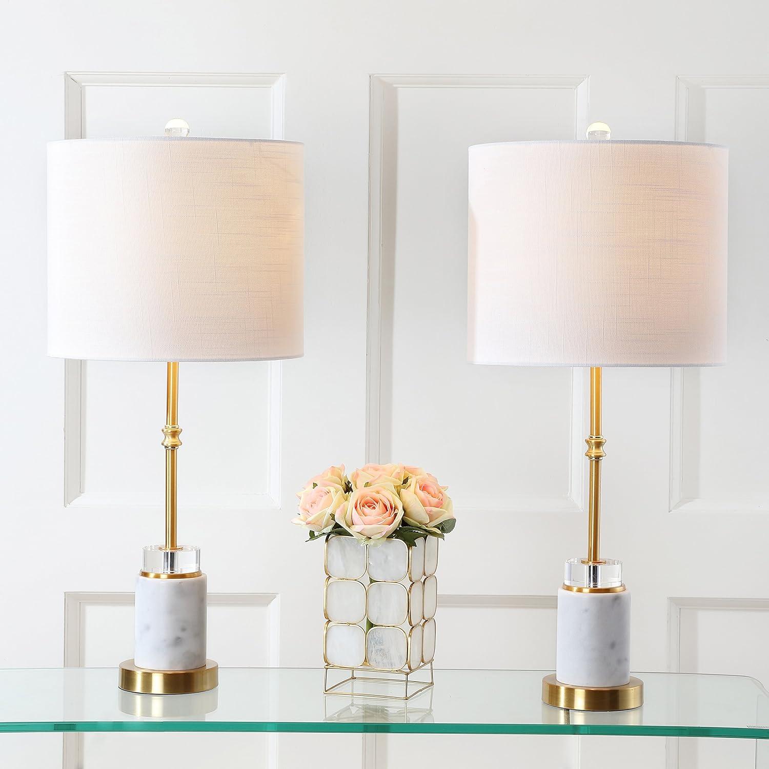 Harper 27" Marble/Crystal LED Table Lamp, Brass (Set of 2)