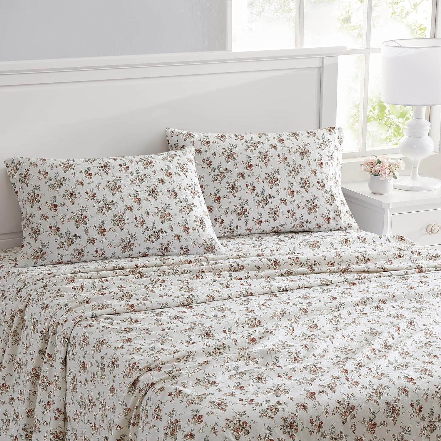 Laura Ashley Le Fleur Orange Queen Sheet Set