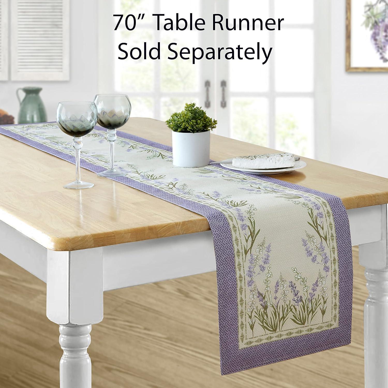 Home Bargains Plus Provence Square Tablecloth, 52 x 52 Inch, Blanchard Easter Field of Lilacs, Wrinkle and Stain Resistant Fabric Table Cloth