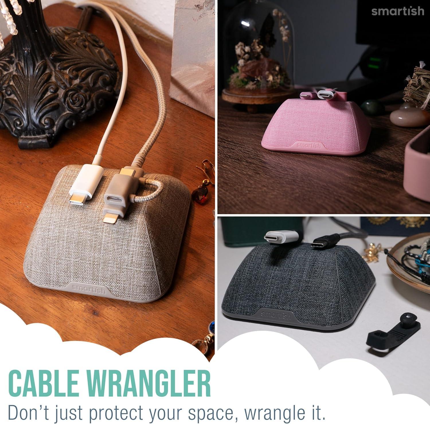 Smartish Magnetic Cord Holder - Cable Wrangler Organizer with Magnet Clips for Charger Management on Desktop, Nightstand, or Side Table - No. 2 Pencil Gray