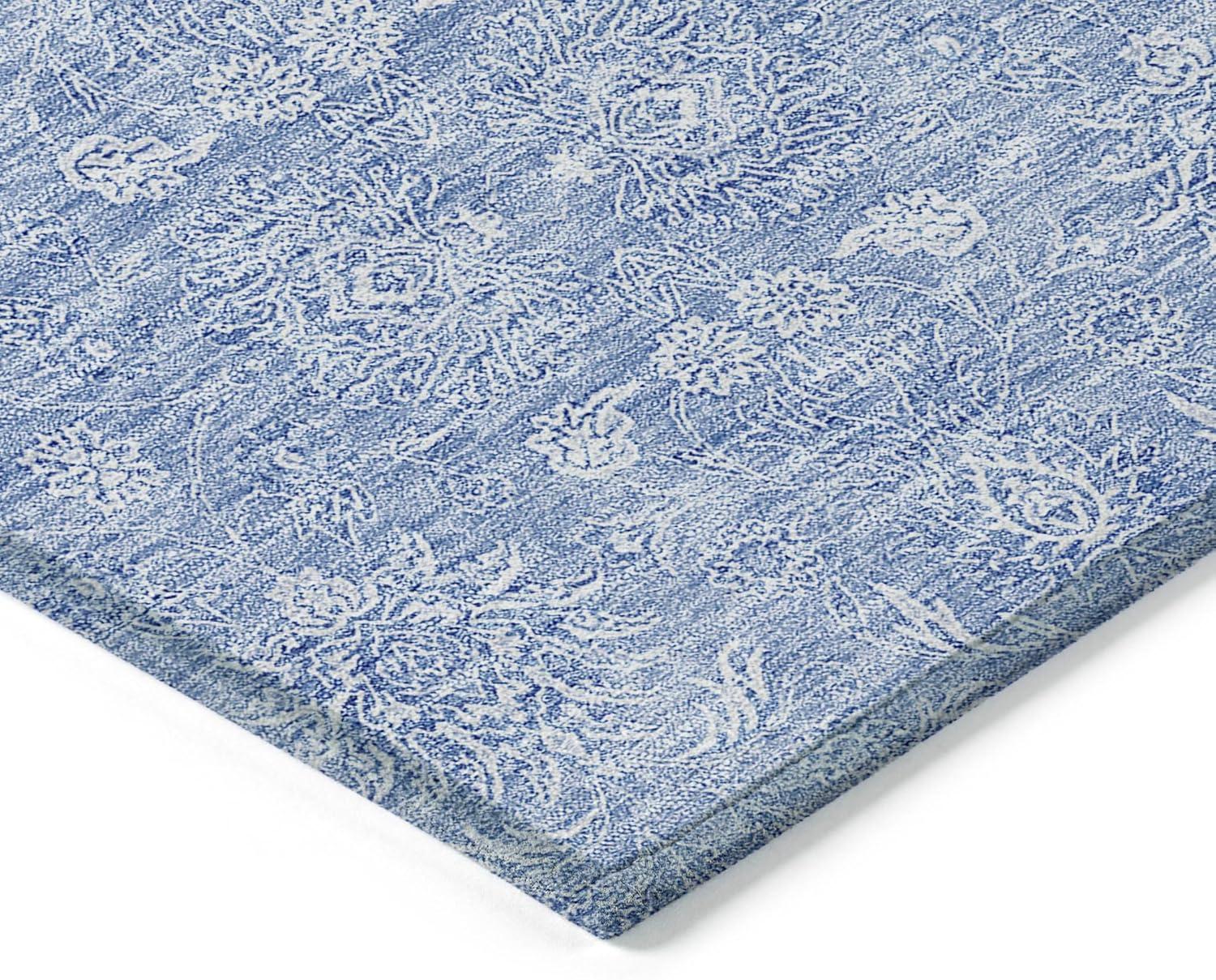 Sky Blue Synthetic Flat Woven 5' x 7'6" Indoor Outdoor Rug