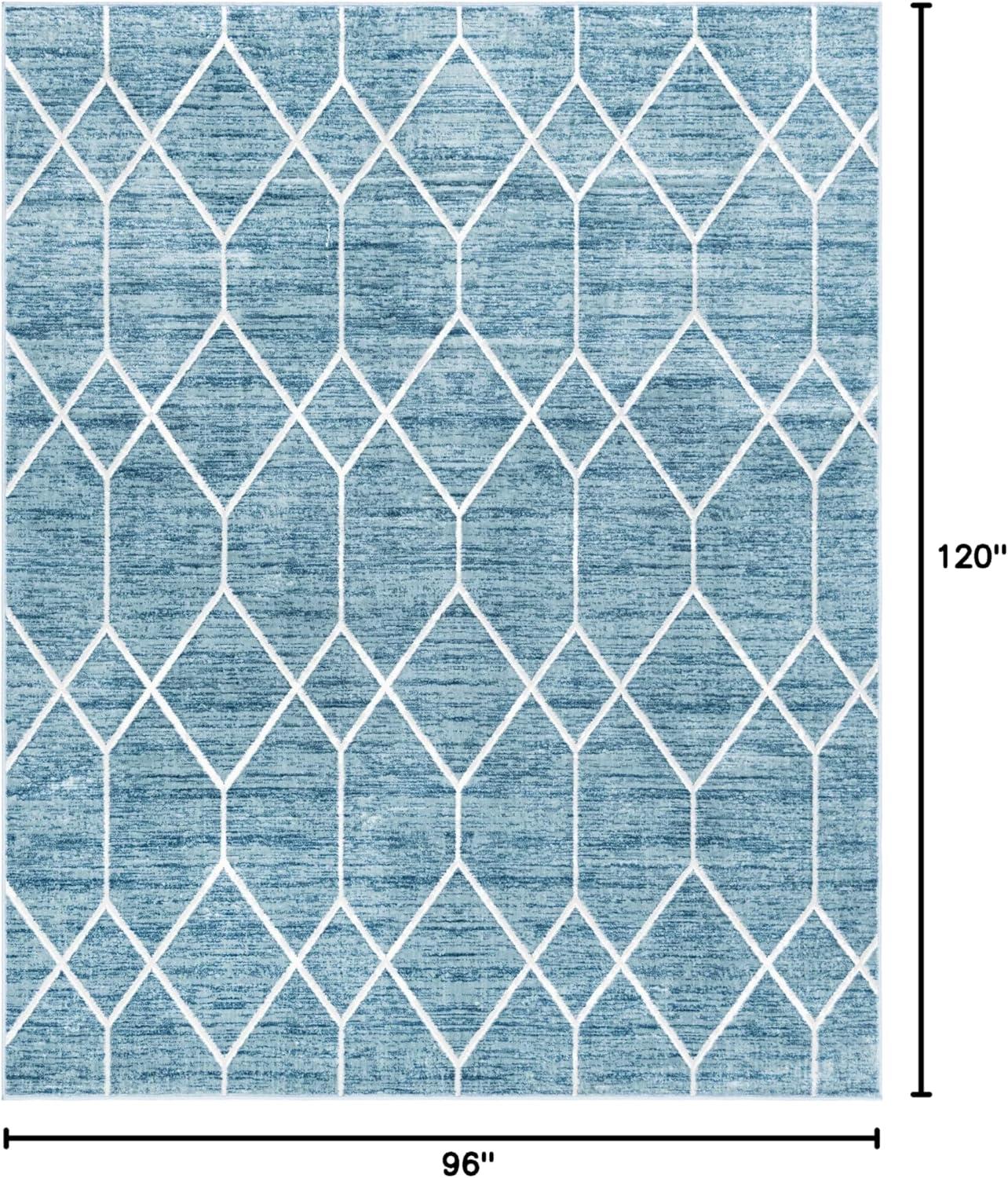 Unique Loom 8' 0 x 10' 0 Blue Matrix Trellis Deco Area Rug