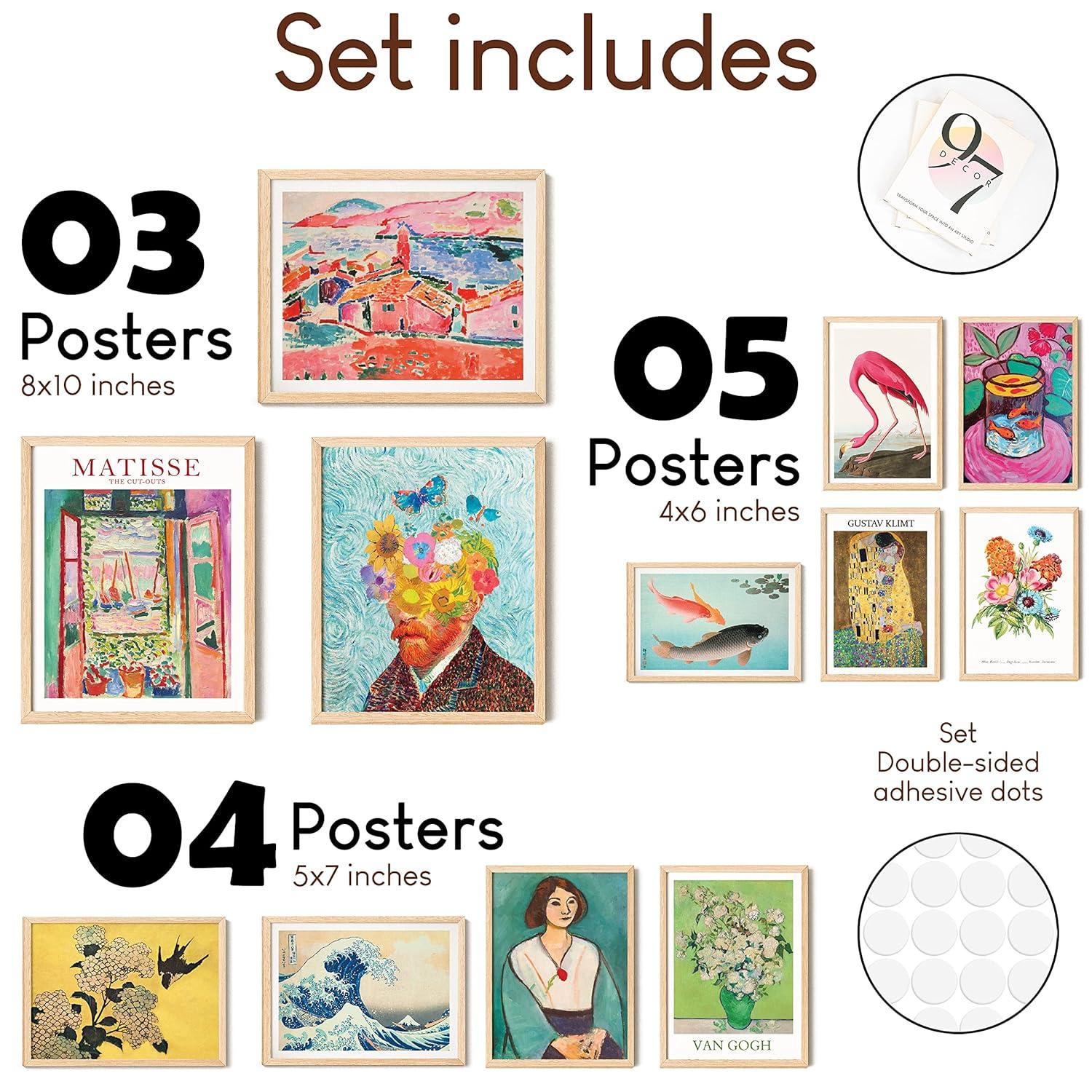 97 Decor Vintage Eclectic Wall Art Prints - Maximalist Funky Pictures, Bright Famous Artist Prints For Wall Decor, Gallery Colorful Art Posters For Bedroom (unframed)