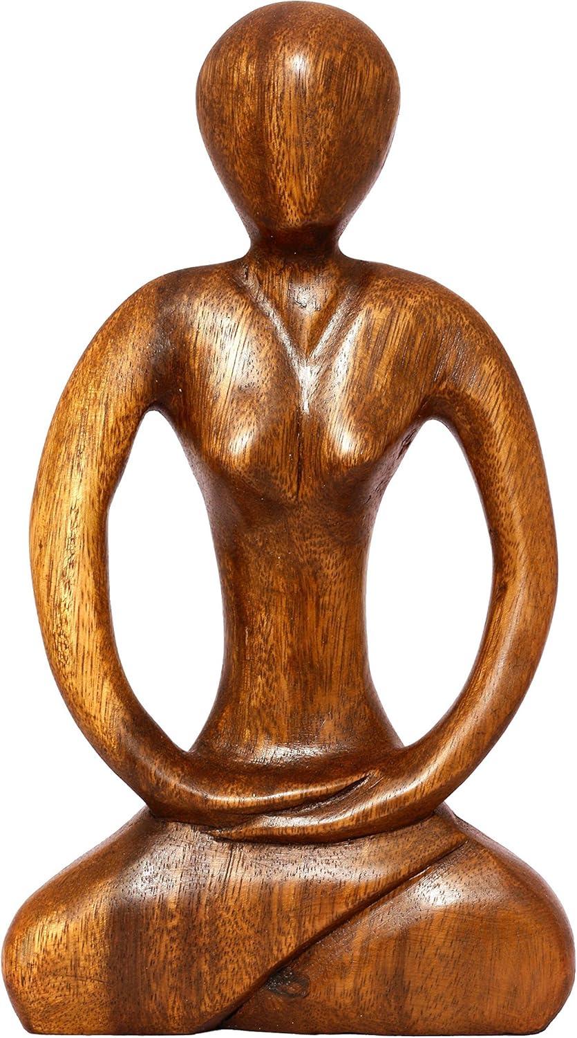 Handcrafted 12" Mahogany Wood Yoga Sculpture