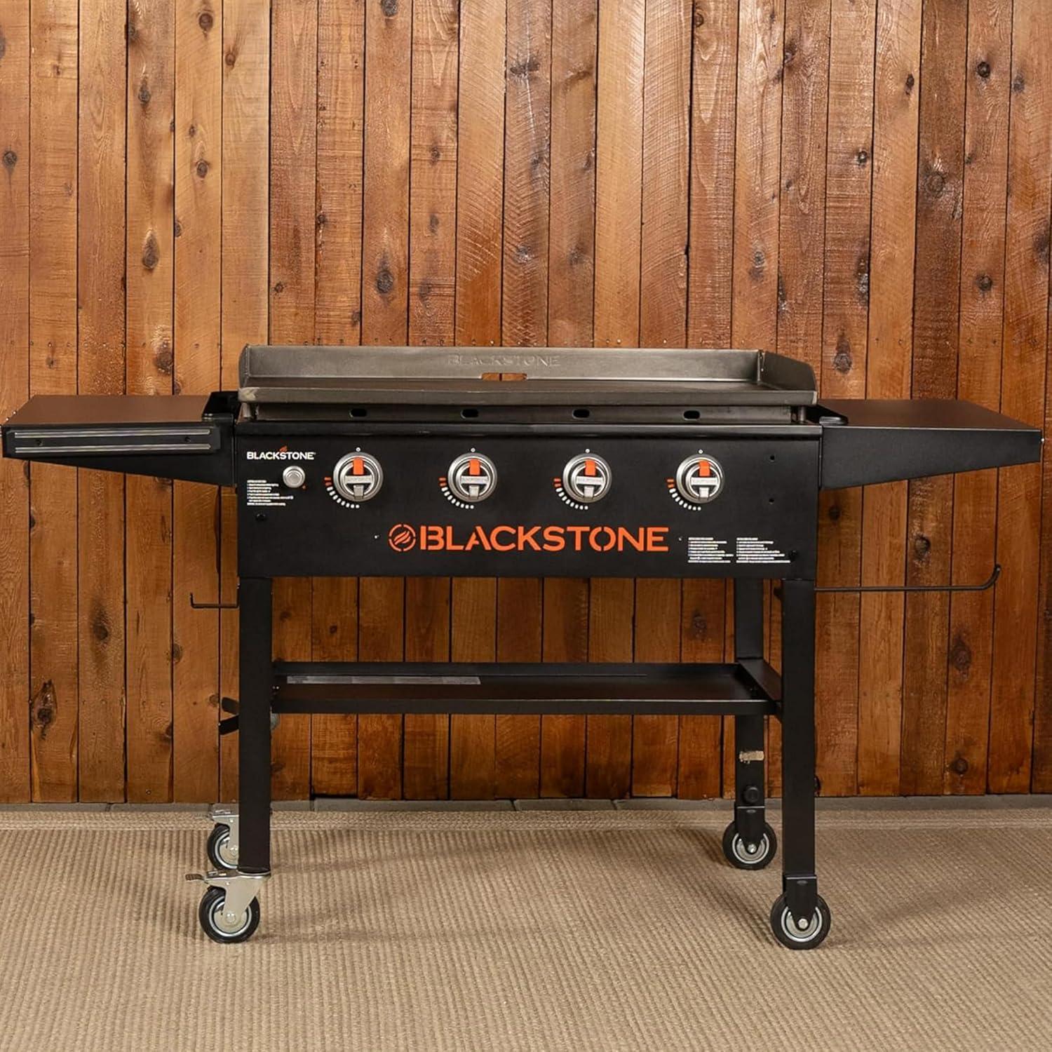Blackstone Portable Outdoor Gas Griddle 4 Burner Propane Flat Top Grill, BBQ Cooking Station for Camping and Backyard, 36 Inch Cooking Surface, Black