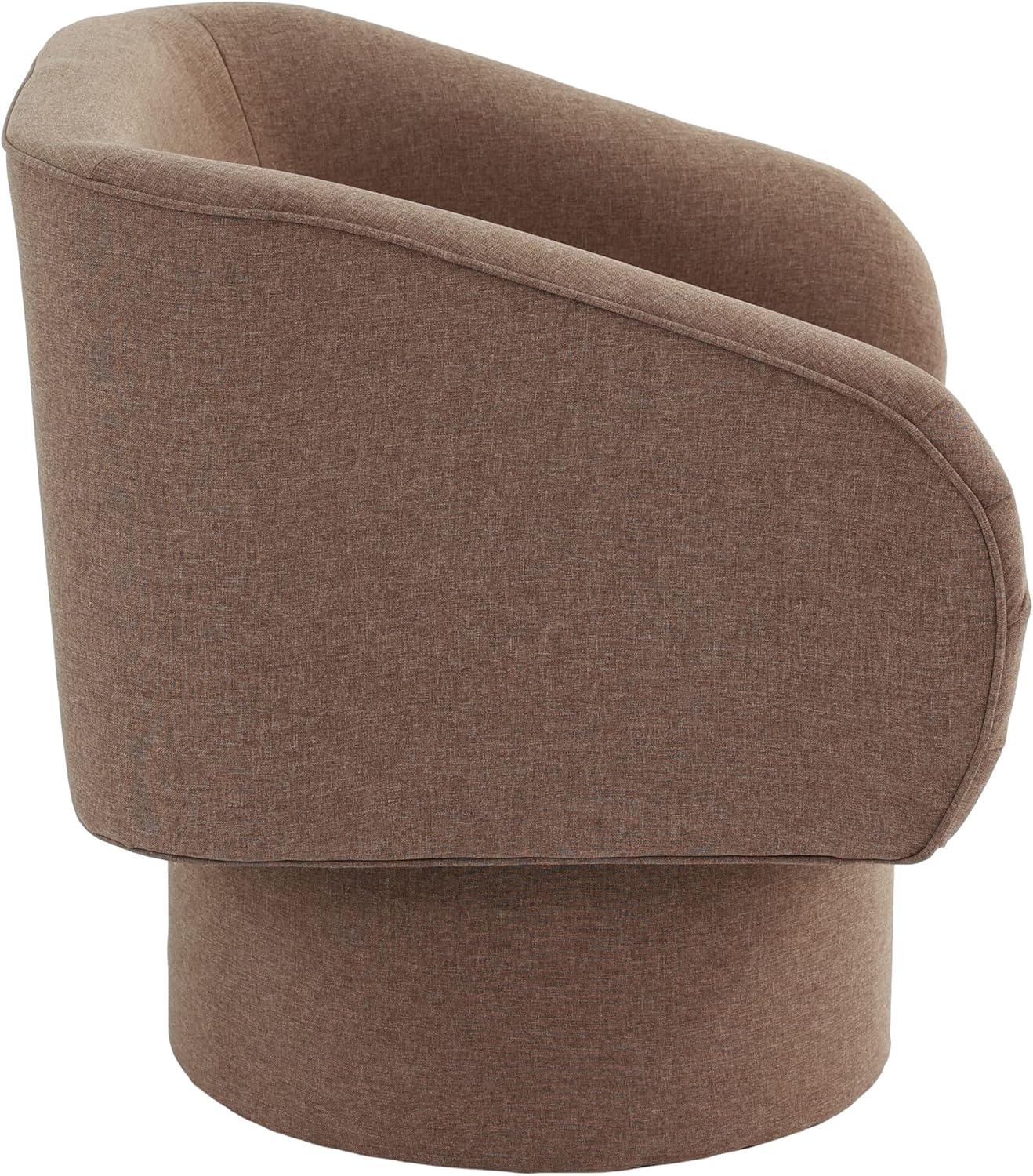 Poundex Round Base Swivel Fabric Accent Chair in Light Coffee color