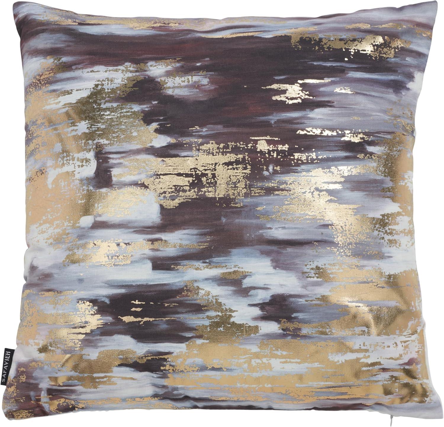 Andrine 18" Navy and Gold Square Pillow