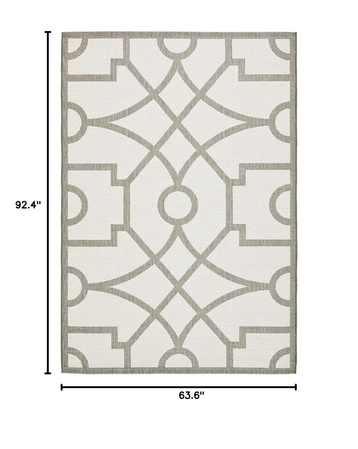 Martha Stewart Fretwork - MSR4121 - Indoor Power Loomed Area Rugs - Grey - 5'3"x7'7"