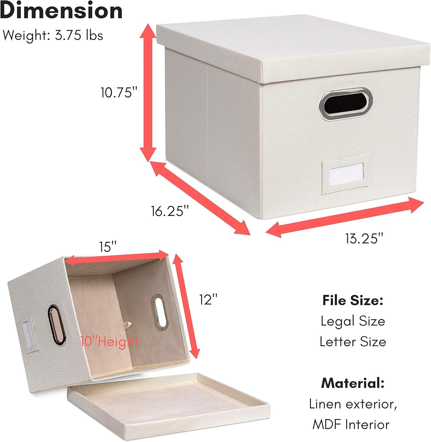 BirdRock Home 1-Pack Collapsible File Storage Organizer with Lid - Cream