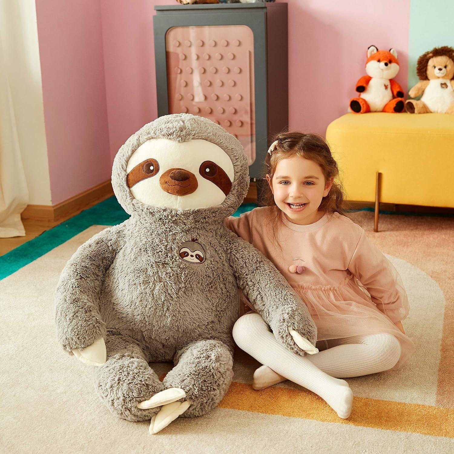 IKASA Giant Sloth Stuffed Animal Plush Toy,Large Jumbo 30" Gray Huge Cute Soft Toys,Big Size Fluffy Plushy Fat Oversized Plushie,Gifts for Kids Girls Boys Girlfriend Children