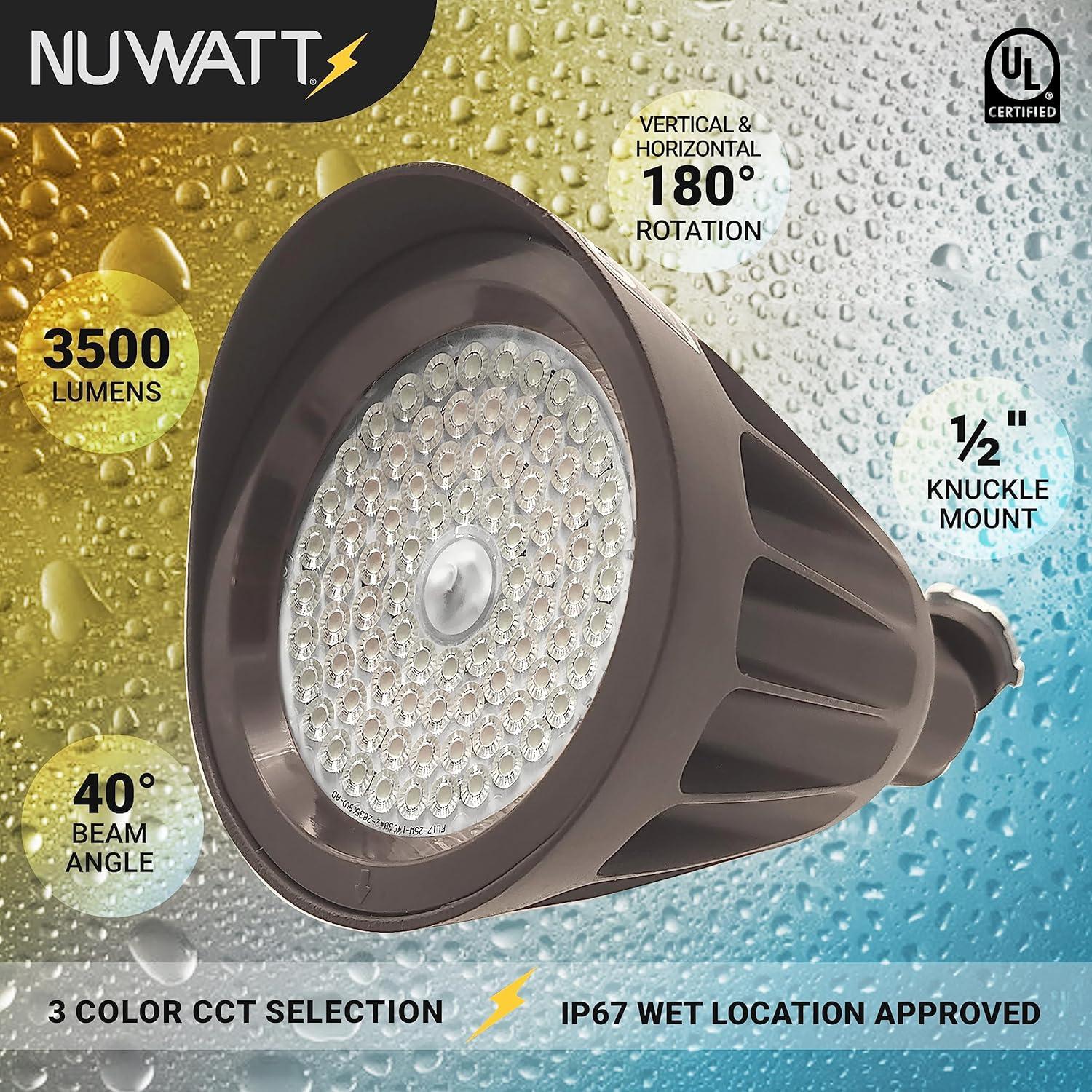 NuWatt 25W Bronze LED Bullet Flood Light with Adjustable Knuckle Mount