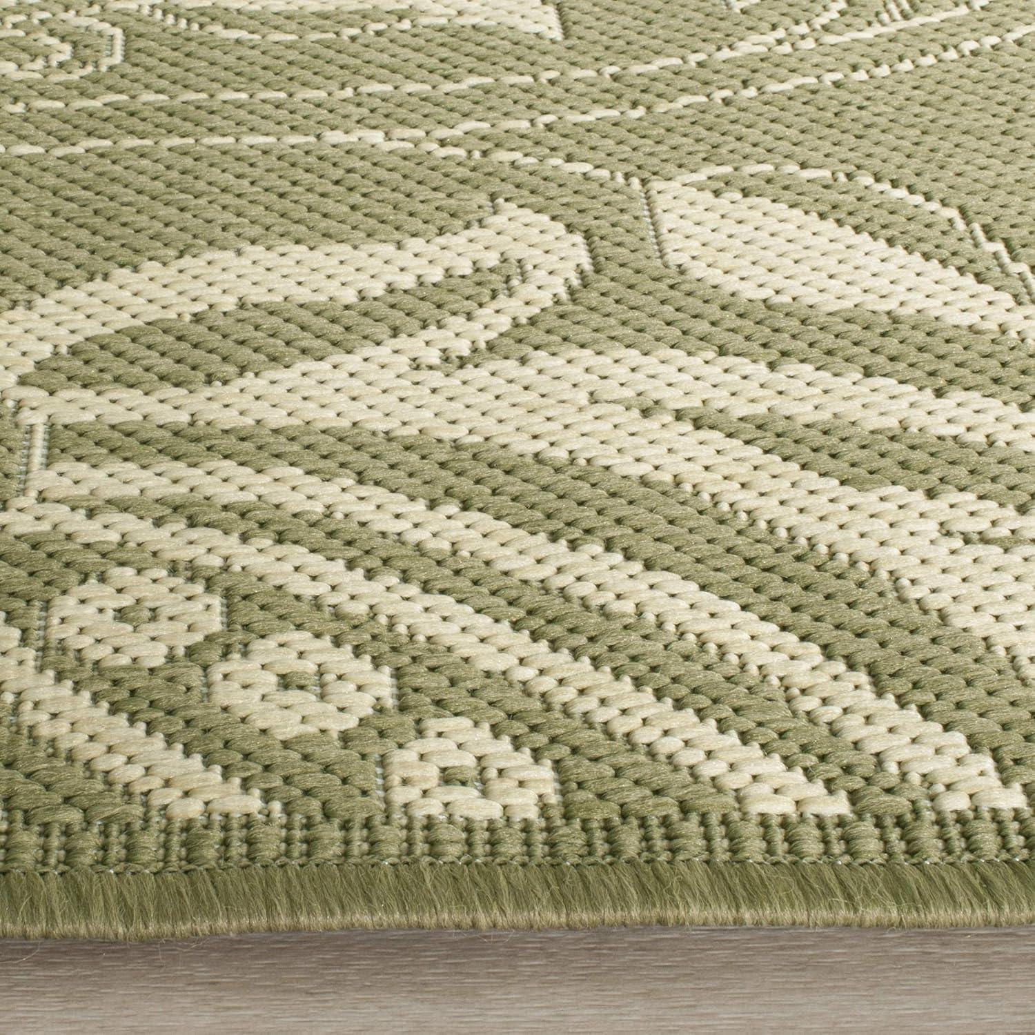 Safavieh Courtyard Crystal Floral Indoor/Outdoor Indoor/Outdoor Area Rug, 5'3" x 7'7", Olive/Natural