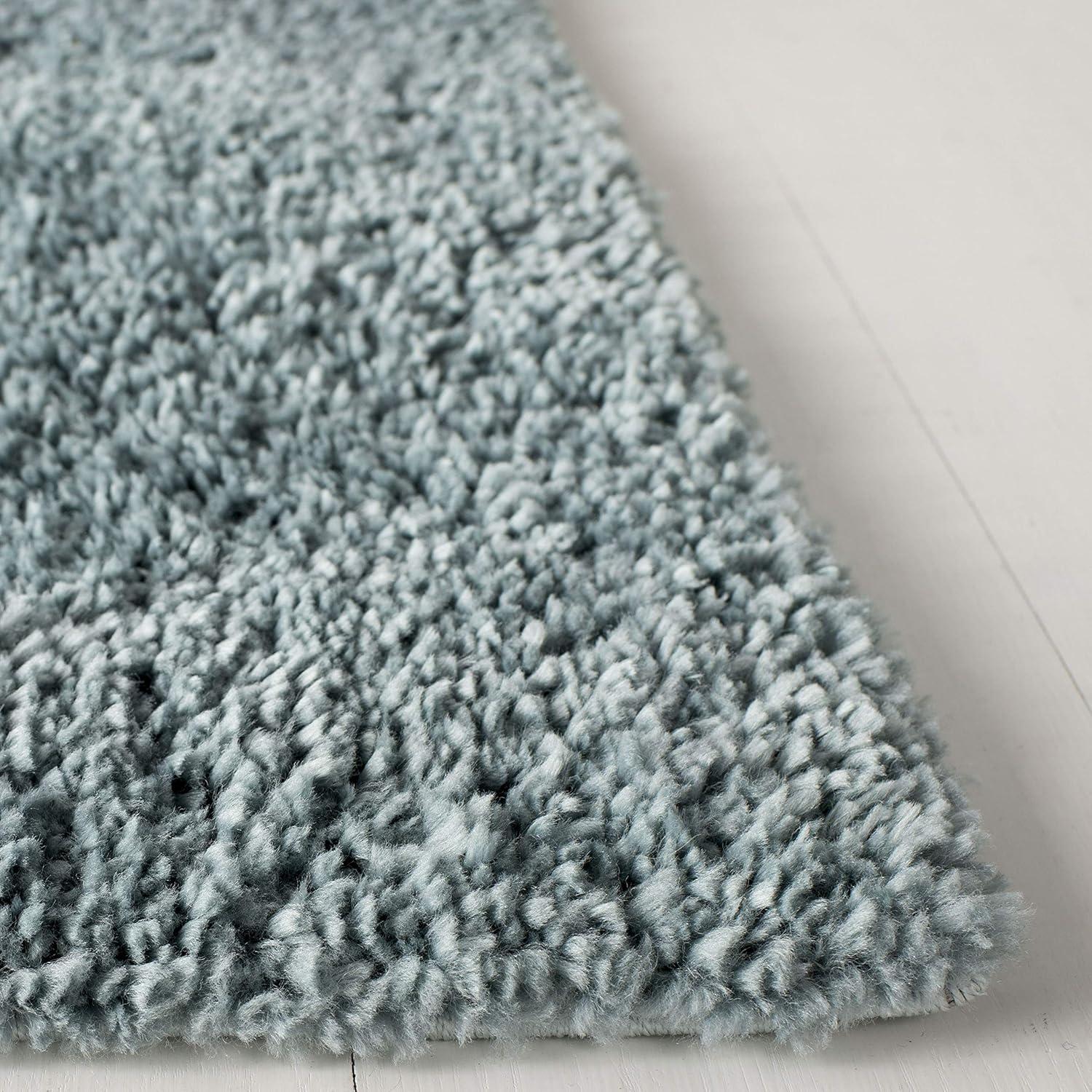 SAFAVIEH August Carlene Solid Plush Shag Area Rug, Aqua, 10' x 14'