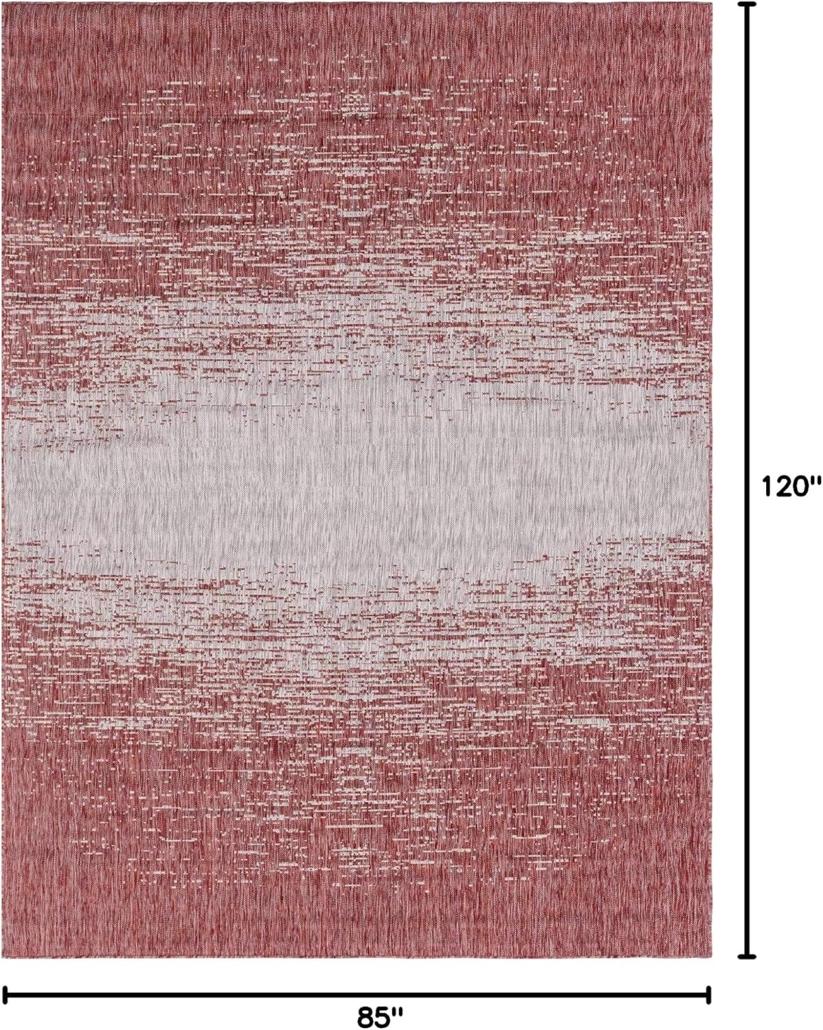Unique Loom 7' 1 x 10' 0 Rectangle Indoor/Outdoor Modern Rust Red Area Rug