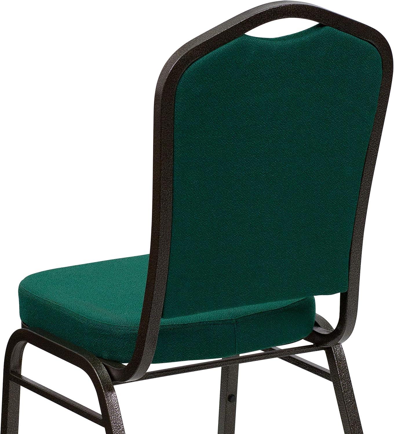 Flash Furniture HERCULES Series Crown Back Stacking Banquet Chair in Green Fabric - Gold Vein Frame