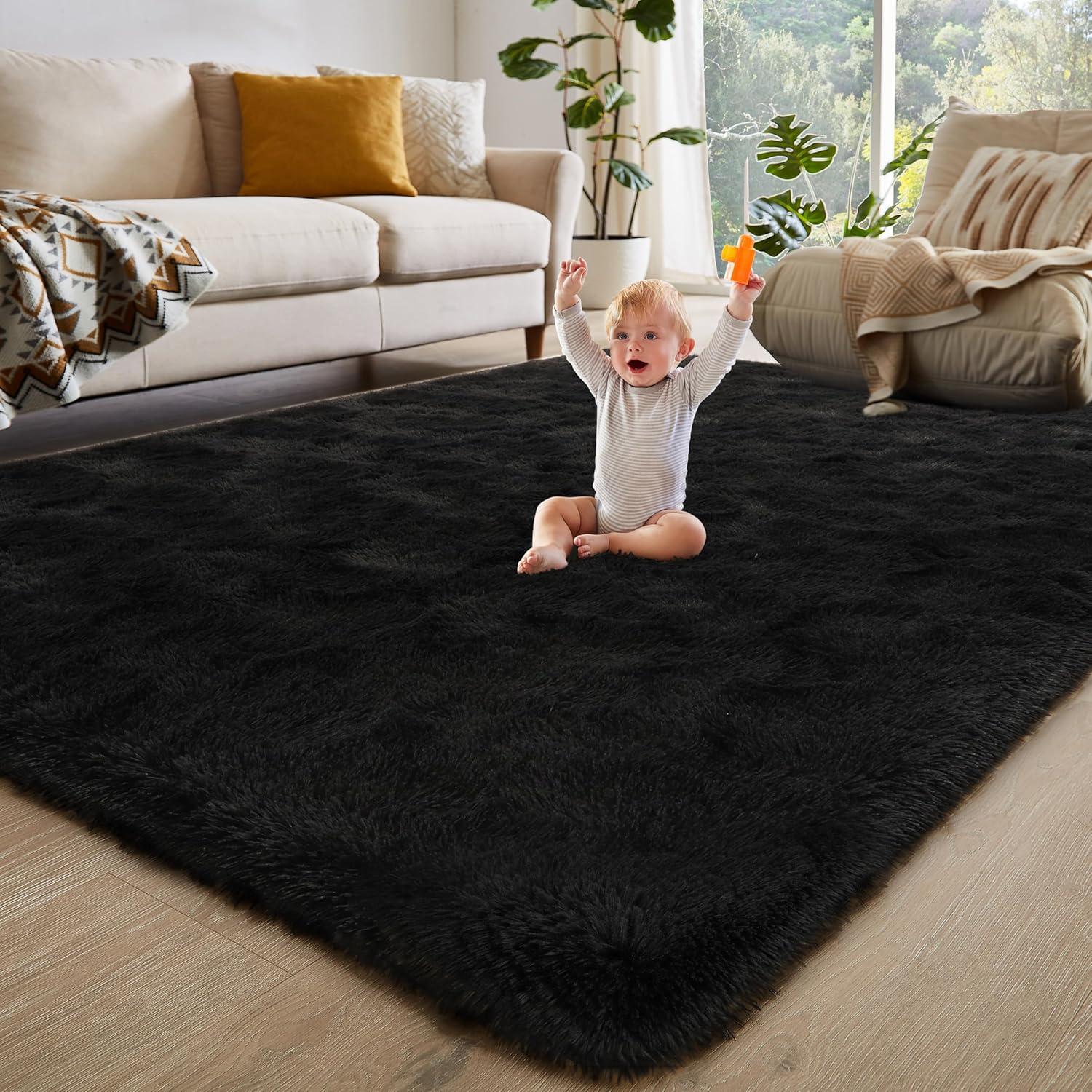 Softlife Super Soft Rug For Living Room Fluffy Rugs For Dorm Room Cute Plush carpet For Bedroom,8' x 10',Red