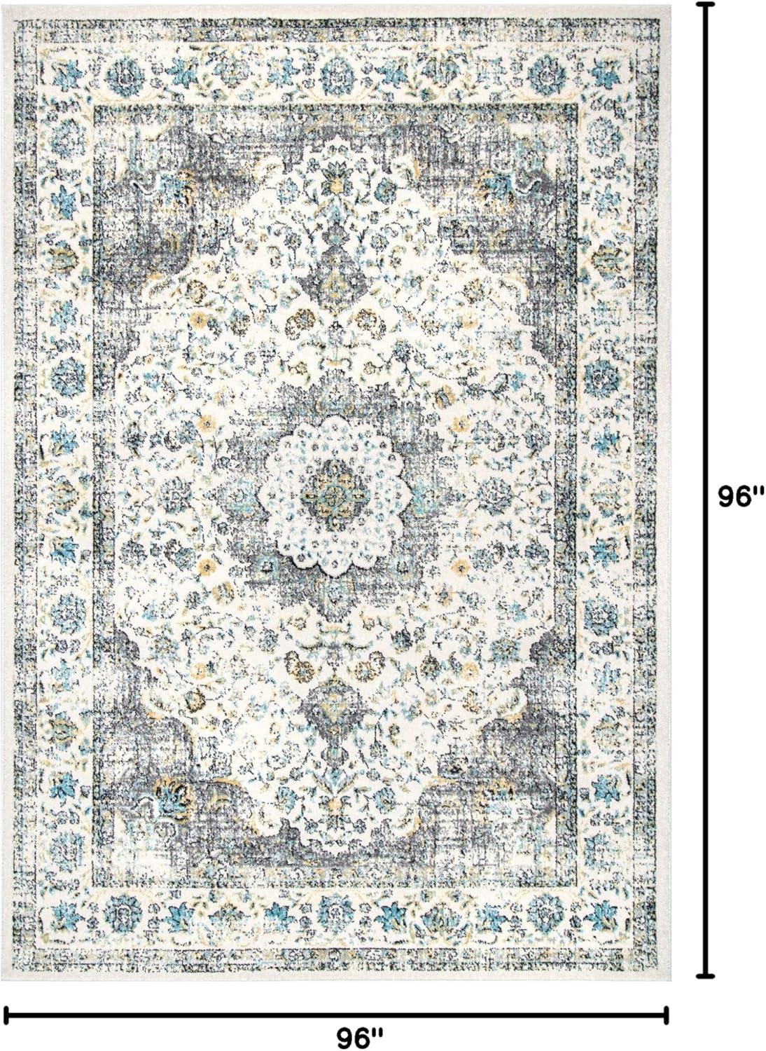 Verona Easy-Care Synthetic Gray Square Area Rug 8'x8'