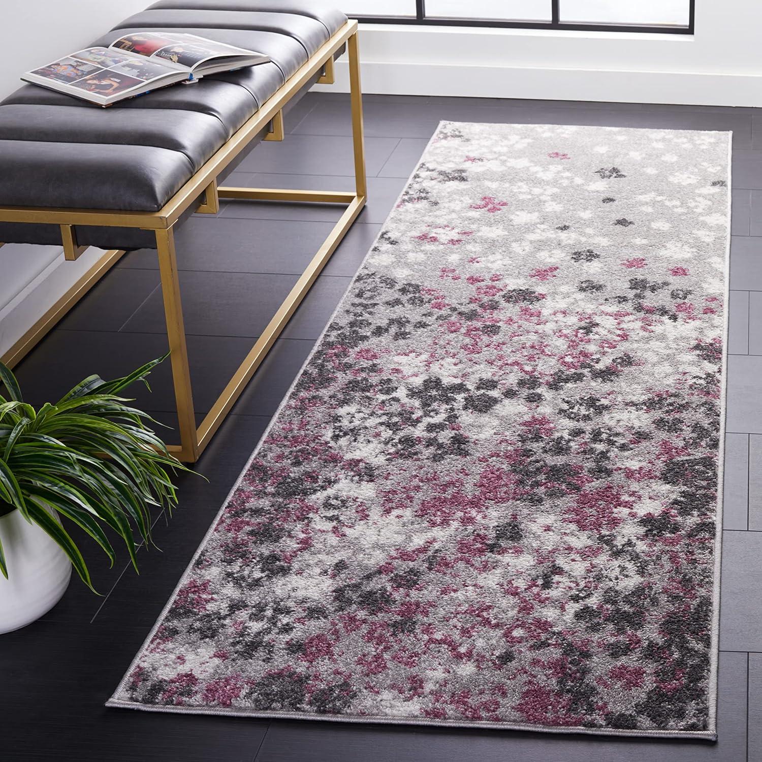 Adirondack ADR115 Machine Made Indoor Runner - Light Grey/Purple - 2'-6"x6' - Safavieh