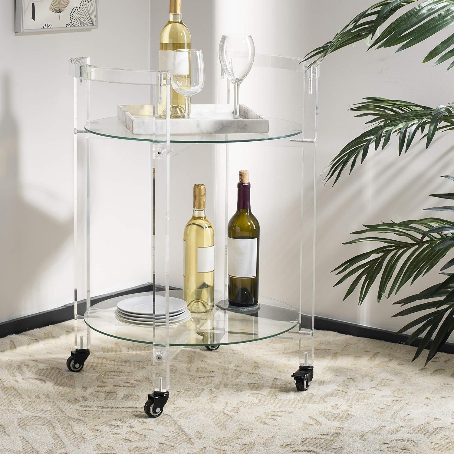 SAFAVIEH Couture Jules 2-Tier Glam Acrylic Bar Cart with Casters, Clear