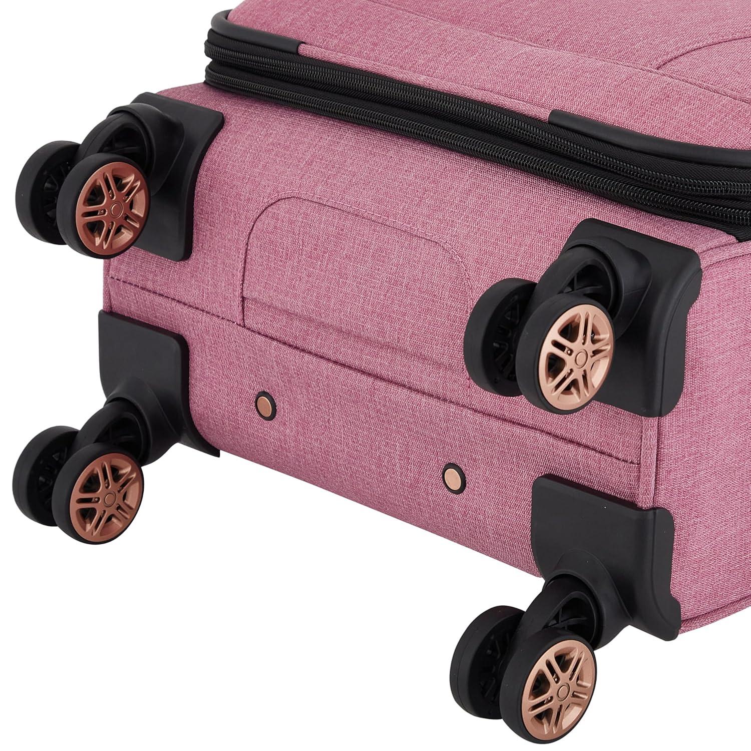 kensie Hudson Softside Spinner Luggage, Mellow Mauve, 3-Piece Set (16/20/28)