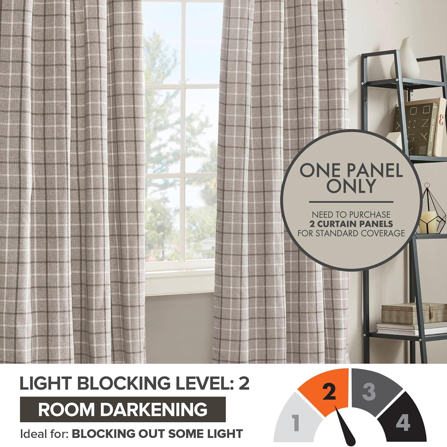 Anaheim Woven Plaid Room Darkening Thermal Fleece Lined Single Curtain Panel