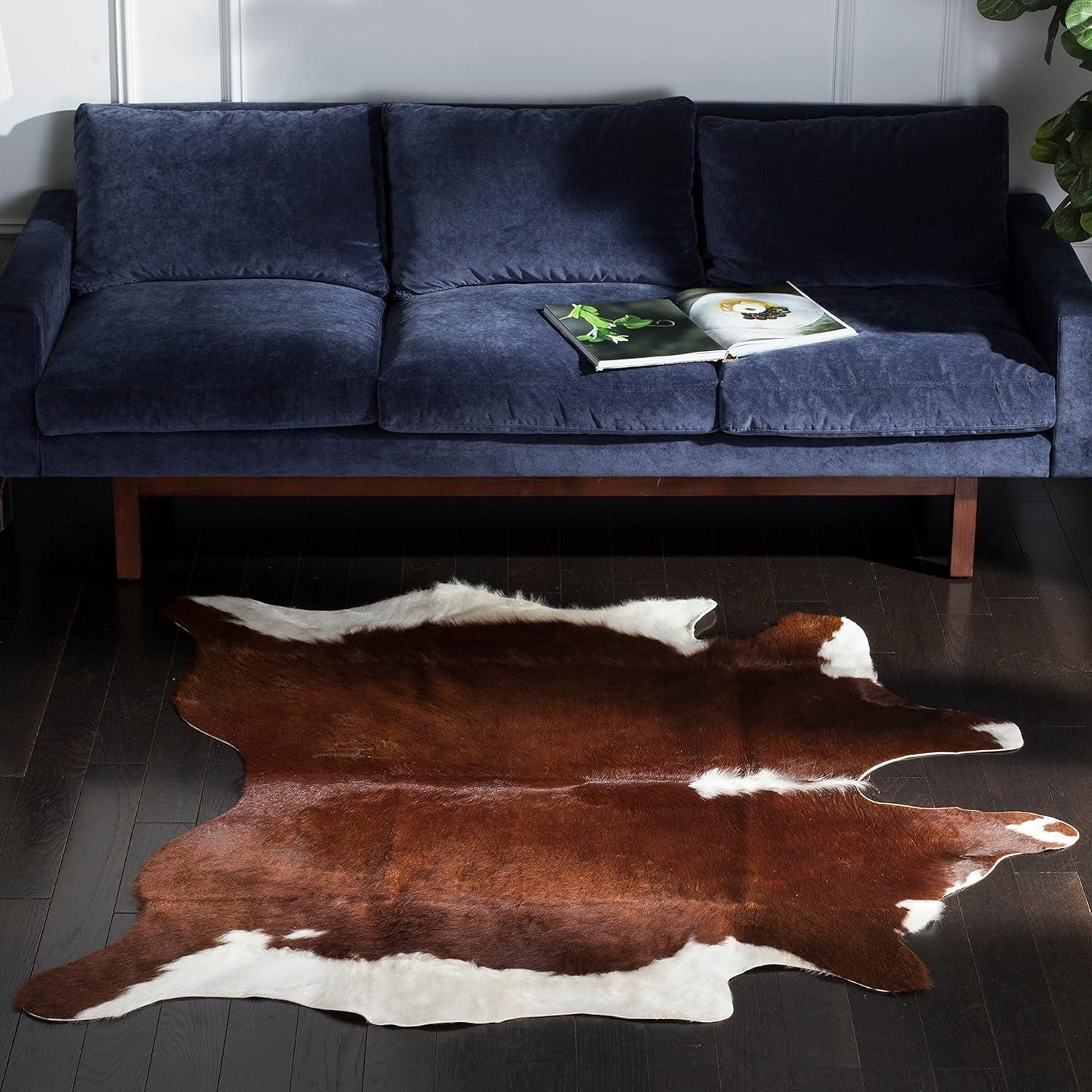 Safavieh  Handmade Cow Hide Lorean Cabin & Lodge Leather Rug Black/Brown 4'7" x 5'8" 5' x 8' Brown