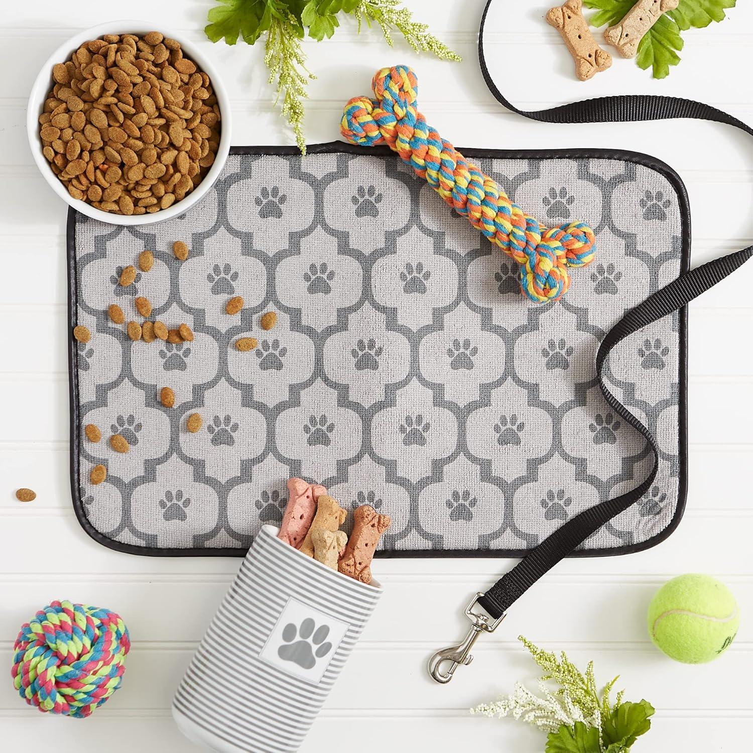 Bone Dry Gray Stripe Lightweight Absorbent Food Mat, Gray