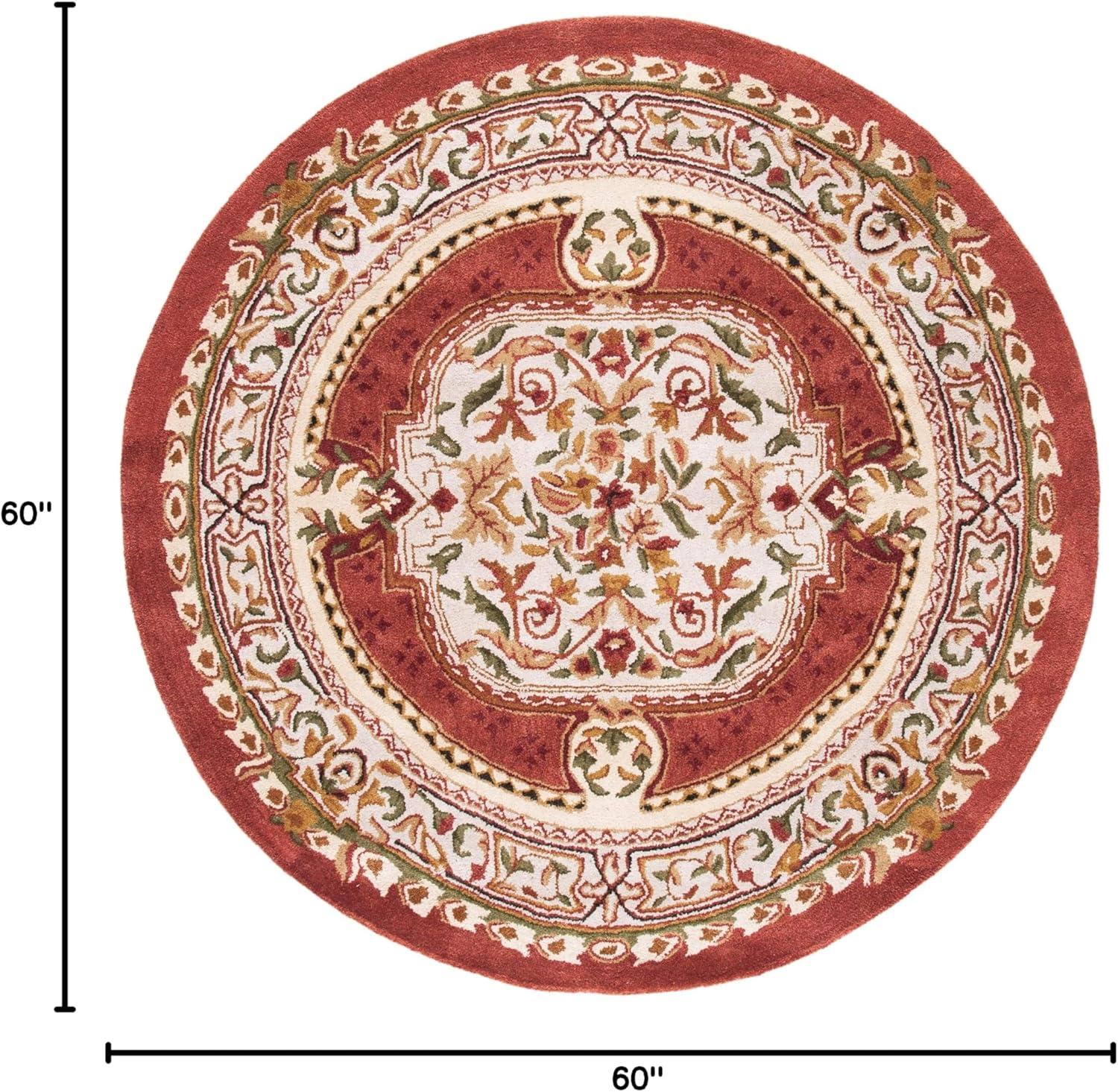 SAFAVIEH Classic Flanagan Oriental Wool Area Rug, Burgundy, 5' x 5' Round