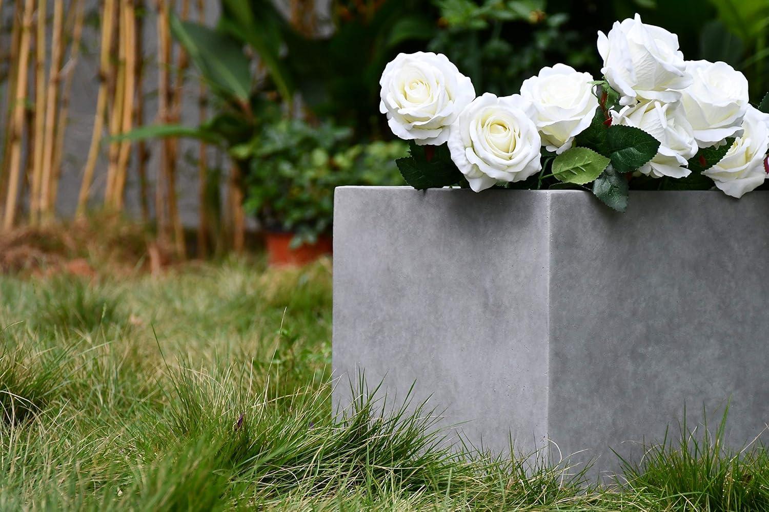 Rosemead Home & Garden, Inc.12" x 23" Rectangular Kante Lightweight Modern Outdoor Planter Natural Concrete