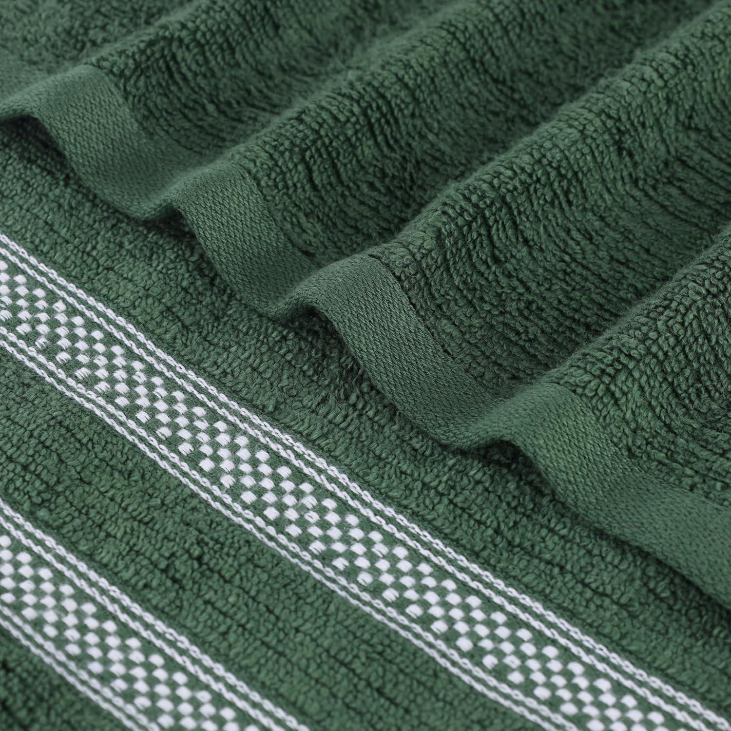 Superior Zero Twist Cotton Ribbed Geometric 9-Piece Towel Set, Forest Green